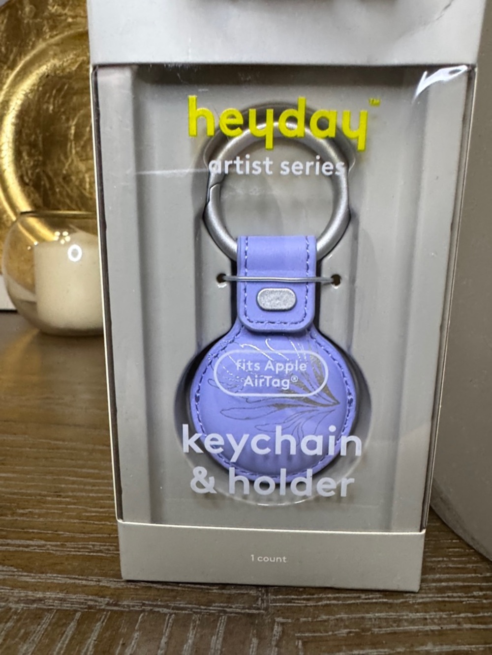 Heyday Artist Series AirTag Keychain Holder Purple Jerilyn Lee NIP